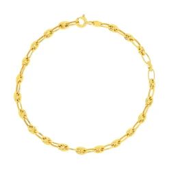 Bracelet or 375 jaune, maille grain de café, 18.5 cm