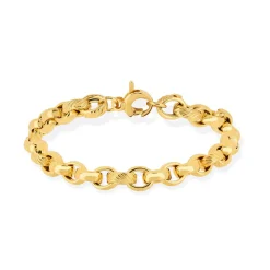 Bracelet or 750 jaune mailles ovales alternées 18 cm