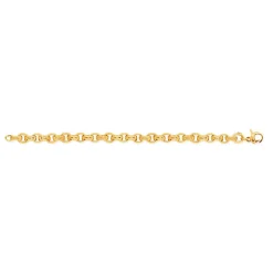 Bracelet or 750 jaune mailles ovales alternées 18 cm