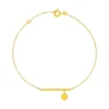 Bracelet or 375 jaune, motif barrette et coeur 18,5 cm