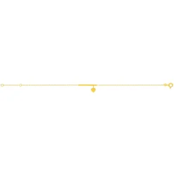 Bracelet or 375 jaune, motif barrette et coeur 18,5 cm
