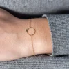 Bracelet or 375 jaune, motif cercle papillon 18,5 cm