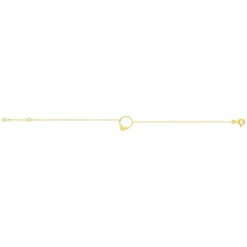 Bracelet or 375 jaune, motif cercle papillon 18,5 cm