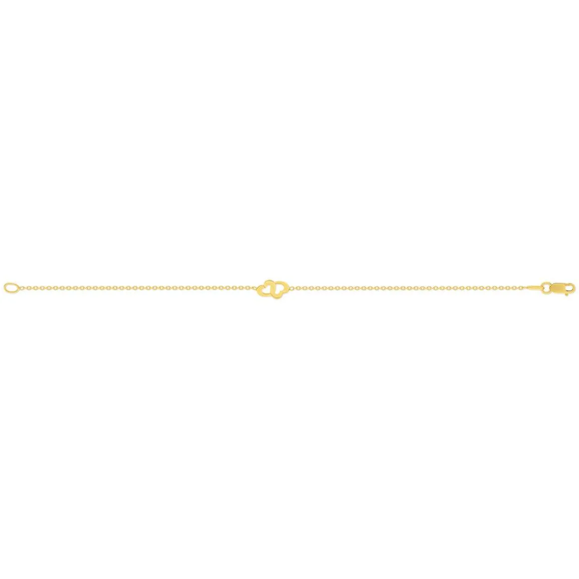 Bracelet or 750 jaune motif coeur 18cm