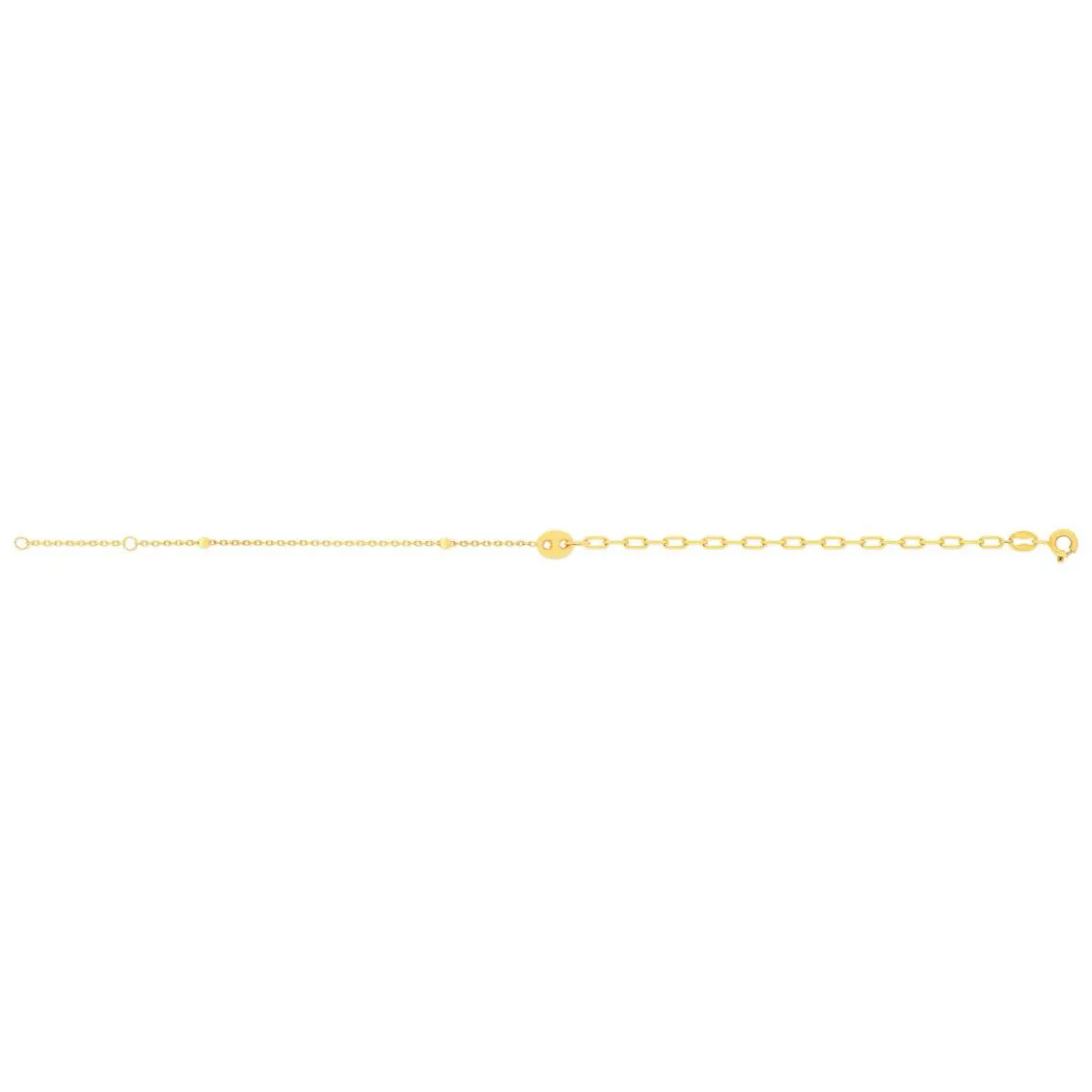 Bracelet or 375 jaune, motif grain de café 18cm