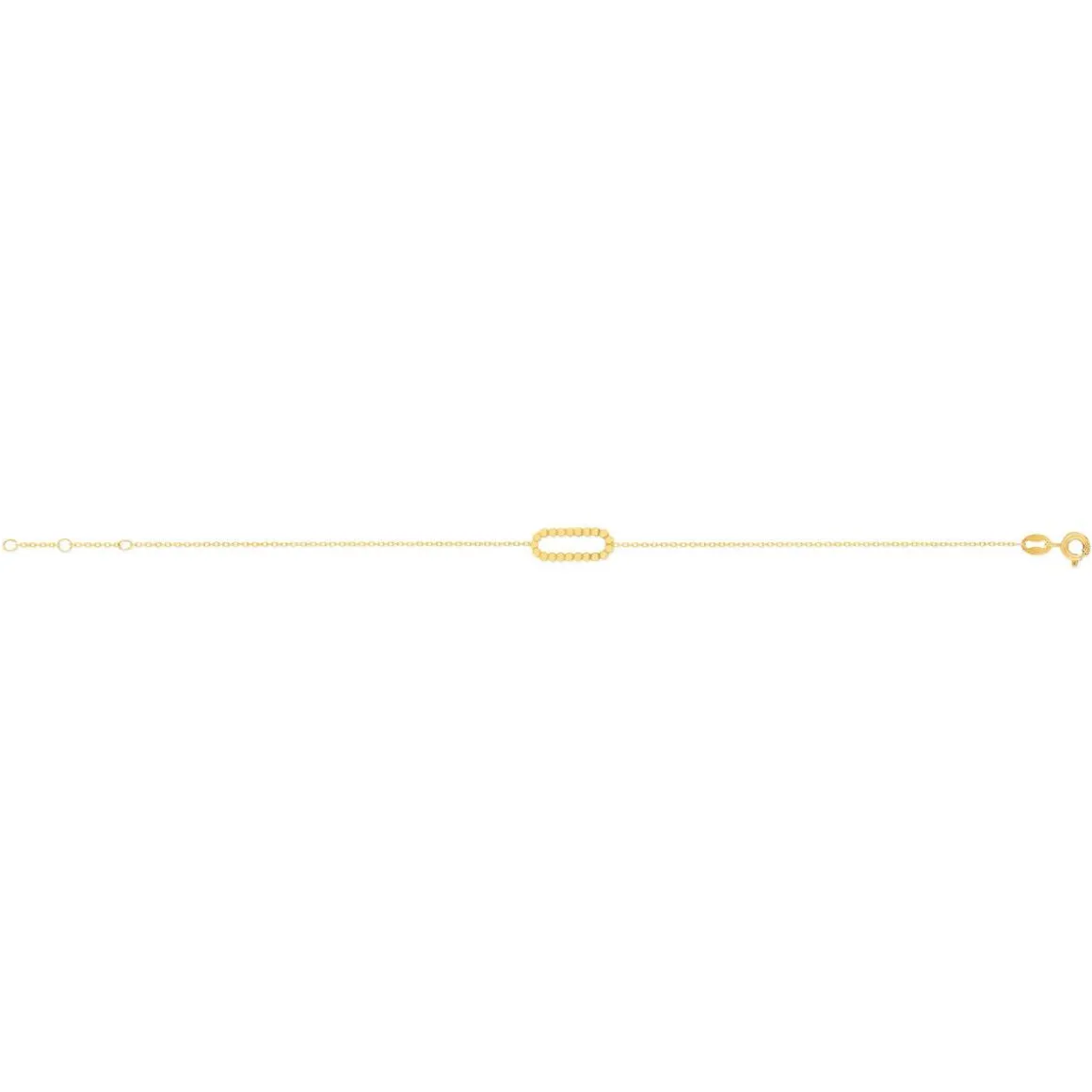 Bracelet or jaune 375, motif maillon perlé. Longueur 18,5 cm.