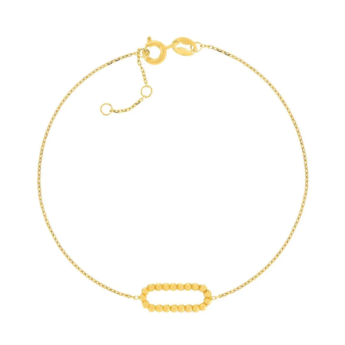 Bracelet or jaune 375, motif maillon perlé. Longueur 18,5 cm.