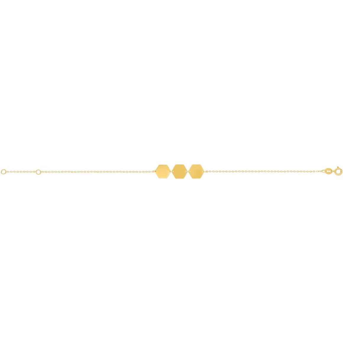 Bracelet or 375 jaune motif nids d'abeilles 19cm