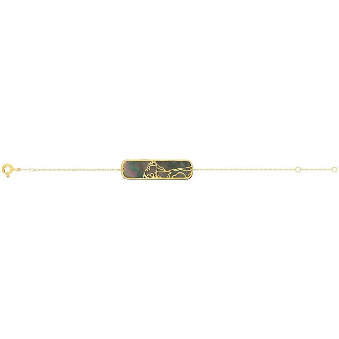 Bracelet or jaune 375 nacre 18 cm motif silhouette