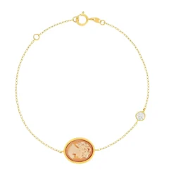 Bracelet or 375 jaune or camées 18cm