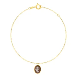 Bracelet or 375 jaune or camées marrons 18cm