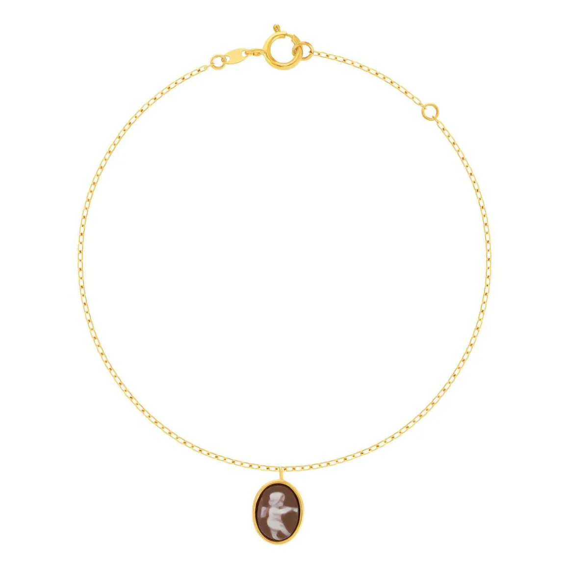 Bracelet or 375 jaune or camées marrons 18cm