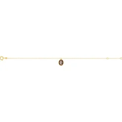 Bracelet or 375 jaune or camées marrons 18cm