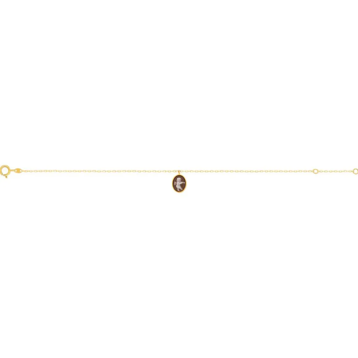 Bracelet or 375 jaune or camées marrons 18cm