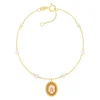 Bracelet or 375 jaune or camées perles de culture de Chine 17,5cm