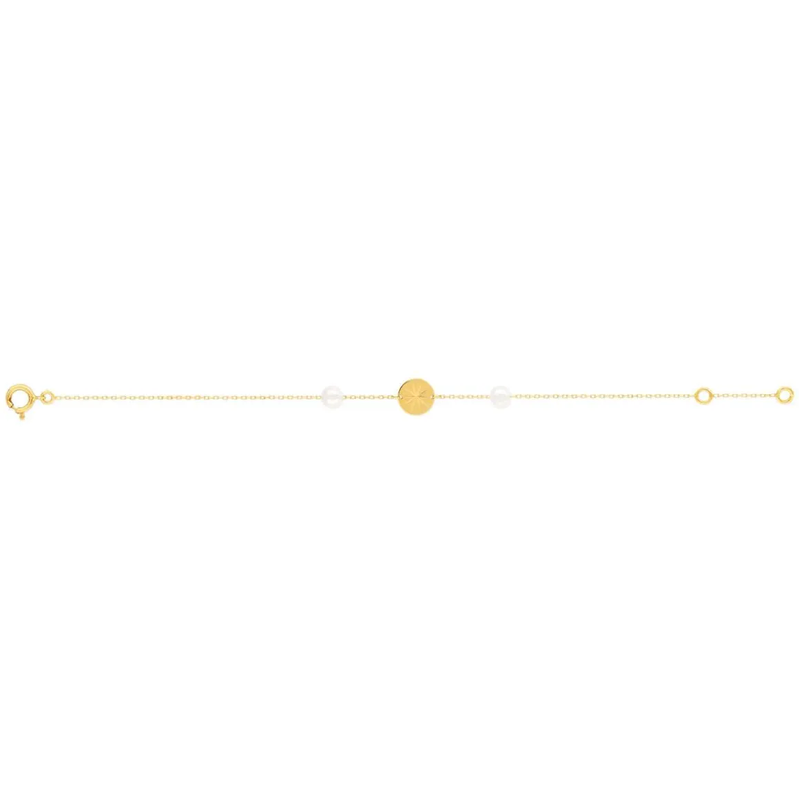 Bracelet or jaune 375 perle de culture de Chine pampille motif d'étoile 18 cm
