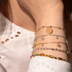 Bracelet or 375 jaune pierres fines 18cm