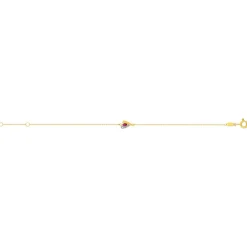 Bracelet or 375 jaune 2 tons rubis et diamant 18cm avec anneau de raccourcissement à 16cm