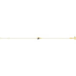 Bracelet or 375 jaune 2 tons saphir et diamant 18cm avec anneau de raccoucissement à 16cm