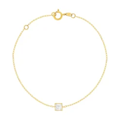 Bracelet or 375 jaune zirconia blanc