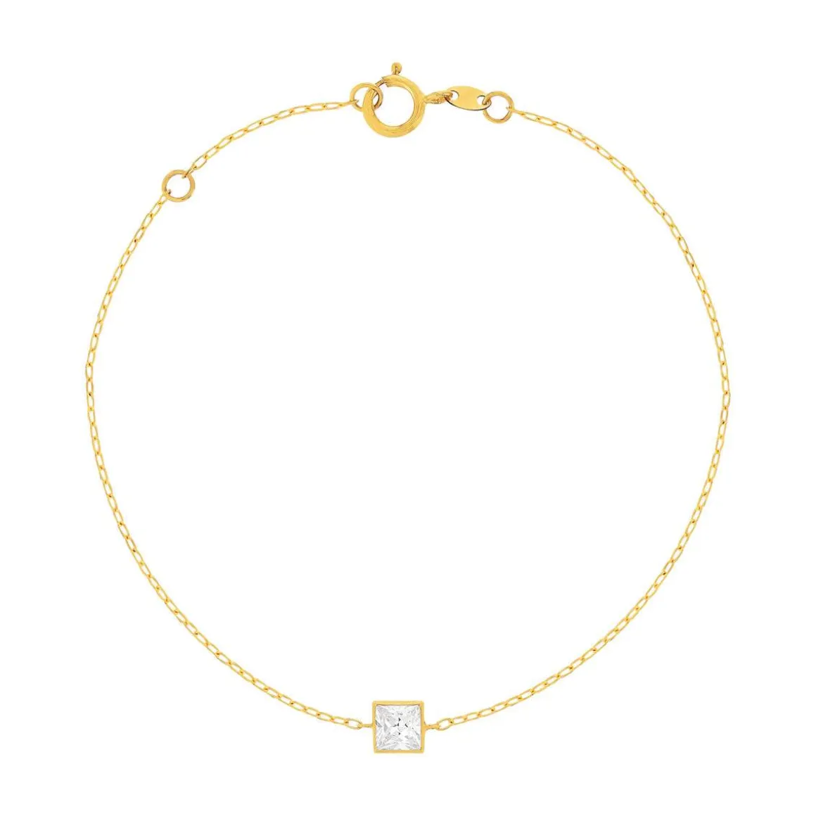 Bracelet or 375 jaune zirconia blanc