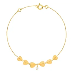 Bracelet or jaune 750 zirconia 18 cm, motif coeur