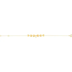 Bracelet or jaune 750 zirconia 18 cm, motif coeur