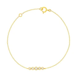 Bracelet or 375 jaune zirconias blancs 18,5 cm