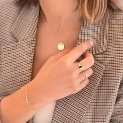 Bracelet or 375 jaune zirconias blancs 18,5 cm