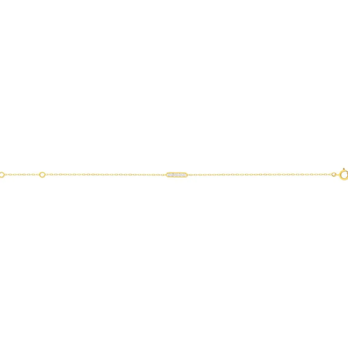 Bracelet or 375 jaune zirconias blancs 18,5 cm