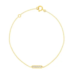 Bracelet or 375 jaune zirconias blancs 18,5 cm