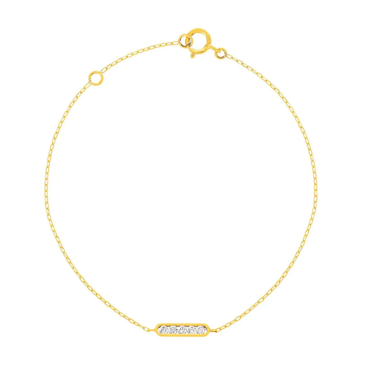 Bracelet or 375 jaune zirconias blancs 18,5 cm