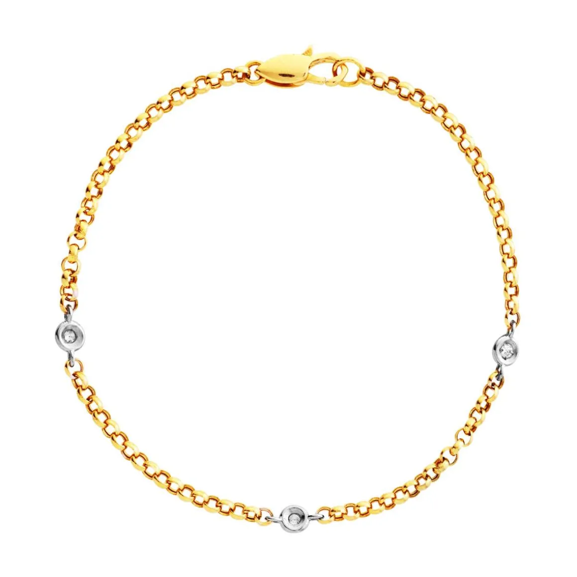 Bracelet 2 ors 750 diamants 18,5 cm