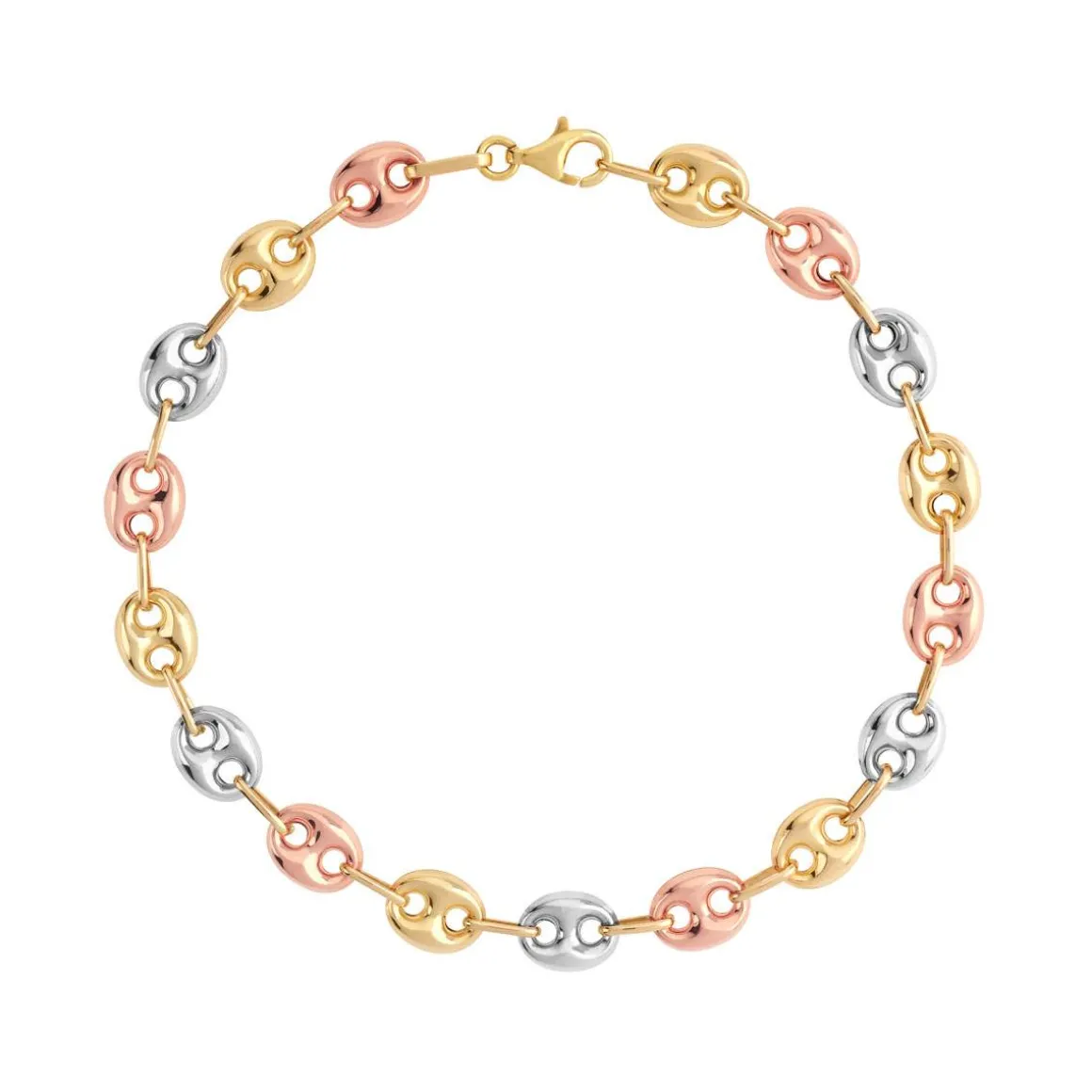 Bracelet 3 ors 375 maille grain de café 19 cm