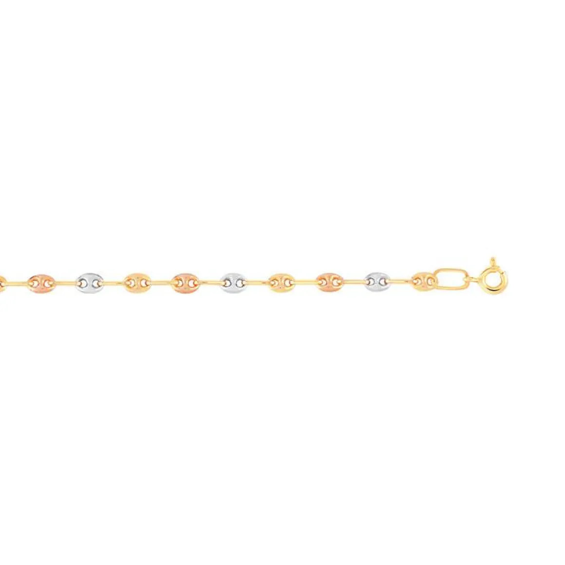 Bracelet 3 ors 375 maille grain de café 18,5 cm