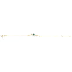 Bracelet or 375 2tons coeur émeraude et diamants 18cm