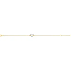 Bracelet or 375 2 tons, forme coeur, diamants. Longueur 20,5 cm.