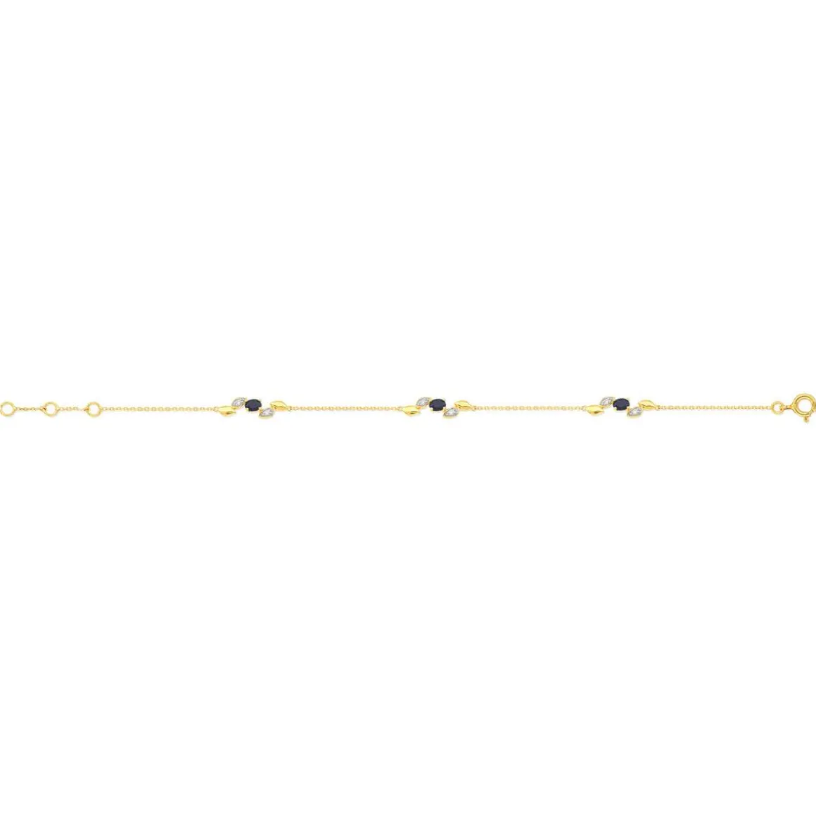 Bracelet or 375 2 tons saphirs et diamants 19 cm