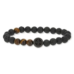 Bracelet pierres de lave et oeil de tigre 19 cm