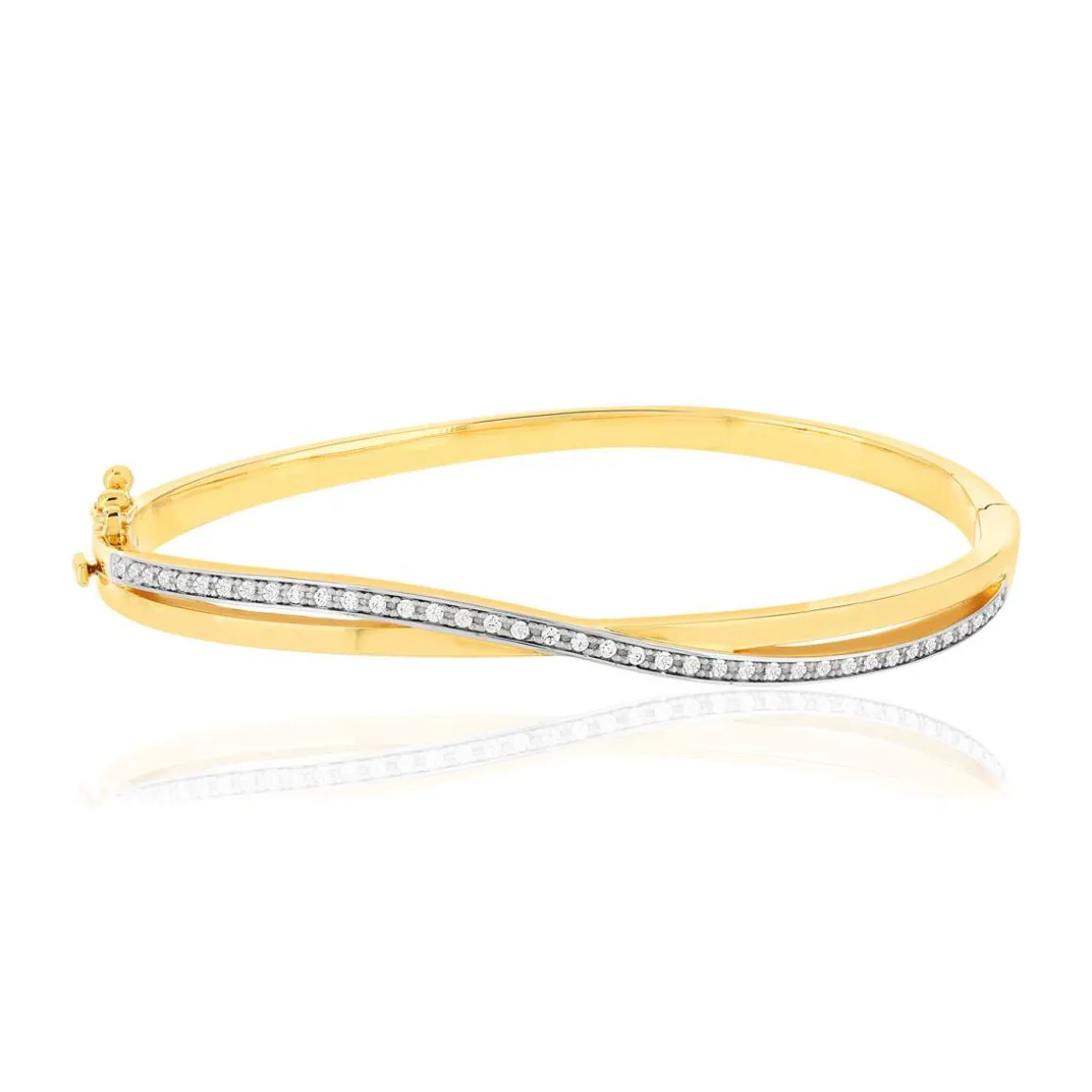 Bracelet plaque or 2 tons zirconias 60mm