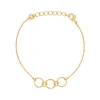 Bracelet plaqué or 3 anneaux 18 cm