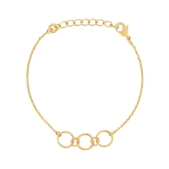 Bracelet plaqué or 3 anneaux 18 cm