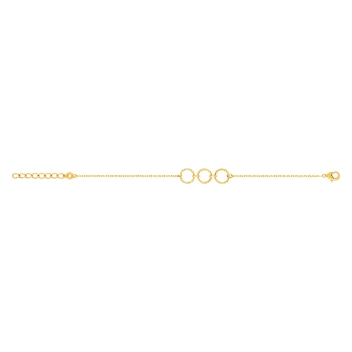 Bracelet plaqué or 3 anneaux 18 cm