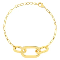 Bracelet plaqué or anneaux laque blanche 18cm