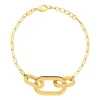 Bracelet plaqué or anneaux laque marron 16cm.
