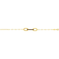 Bracelet plaqué or anneaux laque marron 16cm.