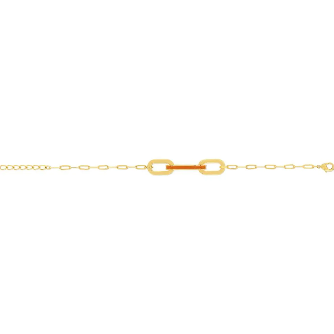 Bracelet plaqué or anneaux laque orange 18cm
