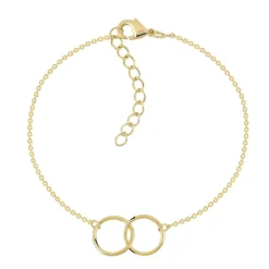 Bracelet plaqué or cercles entrelacés 19 cm