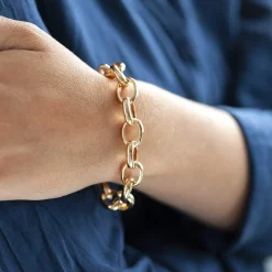 Bracelet plaqué or 19 cm maillons ronds