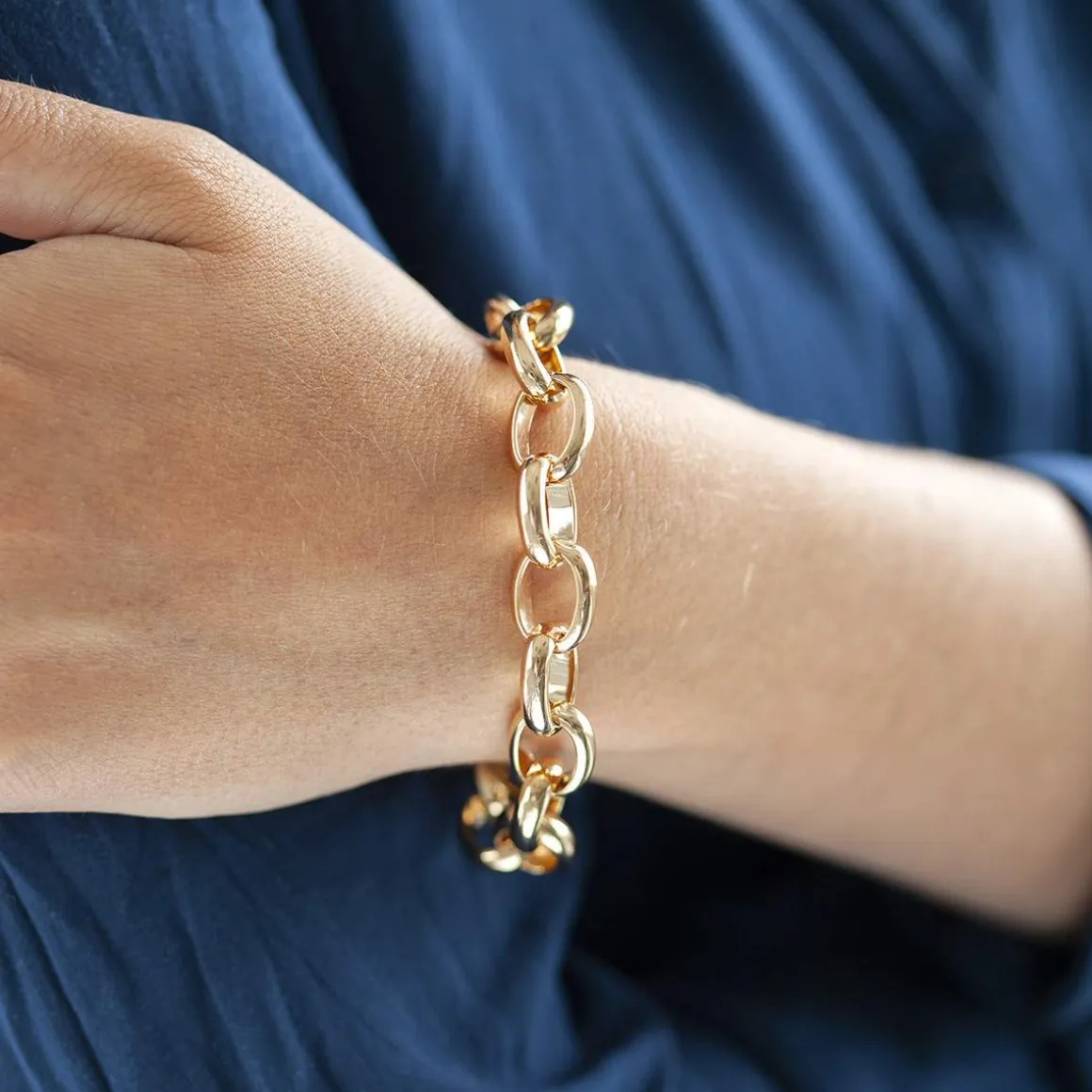 Bracelet plaqué or 19 cm maillons ronds